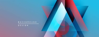 Soyut geometrik şekiller örtüşüyor, canlı renk eğimleri yaratıyor. Modern tasarım öğeleri yenilik, teknoloji, gelecek kavramları önerir.