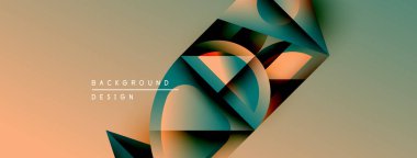 Soyut geometrik şekiller örtüşür, dinamik görsel efekt yaratır. Gradyan renkler düzgün bir şekilde harmanlanarak modern estetik sunuyor.