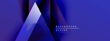 Soyut geometrik şekiller, mavi gradyanlar, modern tasarım. Metin elemanları ile minimalist kompozisyon, dijital projeler için uygun arkaplan.