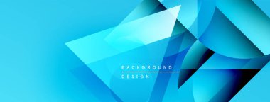 Soyut mavi arkaplan geometrik şekiller, gradyanlar içerir. Modern tasarım elementleri dinamik görsel doku oluşturur.