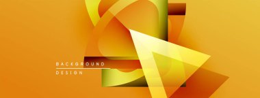 Soyut geometrik tasarım. Turuncu ve sarı renkler dinamik bileşim oluşturur. Çeşitli projeler için modern arkaplan.