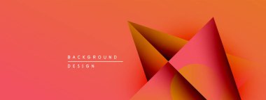 Soyut geometrik şekiller örtüşerek canlı turuncu gradyan oluşturur. Minimalist tasarım metin arkaplan tasarımı içerir.