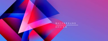 Soyut geometrik şekiller, canlı renklerin karışımı. Gradyan arka plan modern görsel efekt yaratır. Tasarım ögeleri dinamik bileşimi önerir.