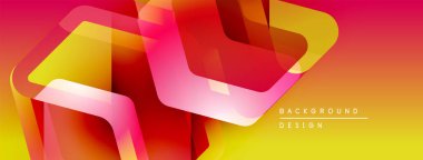 Soyut geometrik şekiller üst üste binerek canlı kırmızı, turuncu ve sarı renkler oluşturur. Arkaplan ve sunumlar için modern tasarım ögesi.