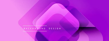 Soyut geometrik şekiller örtüşüyor, canlı mor gradyanlar yaratıyor. Sancaklar, sunumlar ve web siteleri için modern tasarım uygun.