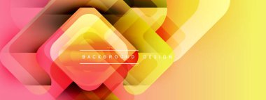 Soyut geometrik şekiller, canlı renklerin karışımı. Sarı, turuncu, pembe renkler modern tasarım yaratır. Metin arkaplan tasarımı okur.