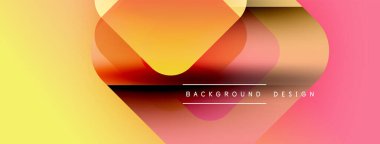 Soyut renkli şekiller çakışıyor. Renkler sarıdan turuncuya, sonra da pembeye dönüşüyor. Arka planlar için modern tasarım ögesi.