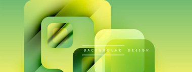 Soyut geometrik şekiller çakışıyor. Yeşil, sarı renkler modern arkaplan yaratır. Metin arka plan tasarımı okur. Minimalist stil.