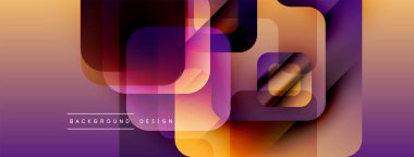 Soyut geometrik şekiller örtüşür, canlı bir değişim etkisi yaratır. Mor, turuncu renkler tasarımda baskın. Modern, şık arkaplan dokusu.