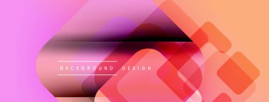 Soyut geometrik şekiller çakışıyor. Pembe, turuncu renkler modern arka plan tasarımı yaratır. Minimalist tarz, pürüzsüz gradyanlar mevcut.