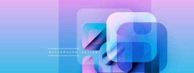Soyut geometrik şekiller çakışıyor. Mavi, mor gradyanlar modern arkaplan tasarımı yaratır. Minimalist tarz, temiz çizgiler görsel ahenk sunar.