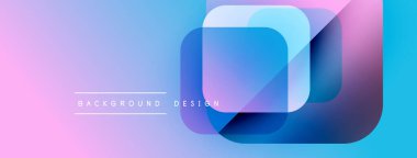 Soyut arkaplan özellikleri katmanlı kareler, canlı renkler. Gradyan geçişler modern görsel efektler yaratır. Tasarım elemanları derinlik ve akıcılık öneriyor..