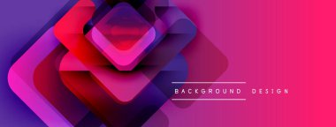 Soyut geometrik katmanlar canlı bir değişim etkisi yaratır. Pembe, mor, kırmızı renkler kompozisyona hakim. Modern tasarım ögesi.