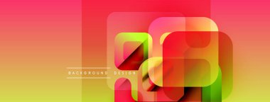 Soyut geometrik şekiller örtüşür, canlı bir değişim etkisi yaratır. Sarı, turuncu, kırmızı, yeşil renkler düzgün bir şekilde harmanlanır. Modern tasarım ögesi.