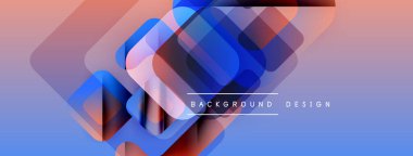 Soyut geometrik şekiller örtüşür, canlı bir değişim etkisi yaratır. Mavi, pembe, turuncu renkler tasarımda baskın. Modern arkaplan dokusu.