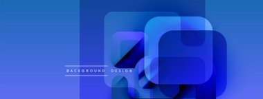 Mavi soyut arka plan. Üst üste binen kareler modern tasarım yaratır. Dereceli gölgeler derinlik ve görsel ilgi sağlar. Basit metin arkaplan tasarımı okur.