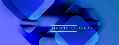 Soyut mavi eğimler dinamik şekiller yaratır. Modern tasarım üst üste binen katmanlar, metin ögeleri, pürüzsüz geçişler.