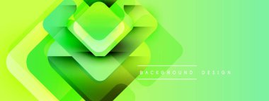 Soyut geometrik şekiller örtüşür, canlı yeşil gradyan etkisi yaratır. Modern tasarım arka planlar, pankartlar, sunumlar için uygun.