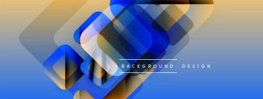 Soyut geometrik şekiller örtüşür, parlak mavi ve altın rengini yaratır. Arkaplan ve sunumlar için modern tasarım ögesi.