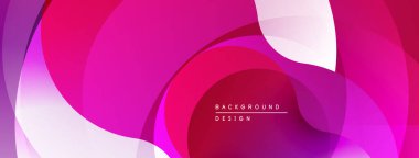 Soyut pembe arka plan. Üst üste binen şekiller dinamik ve modern görsel efektler yaratır. Yumuşak eğimler, akış biçimleri.