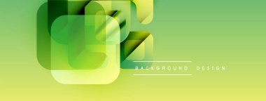 Soyut geometrik şekiller örtüşür, canlı yeşil gradyan arkaplan oluşturur. Dijital projeler için modern tasarım ögesi.