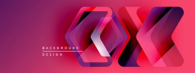 Soyut geometrik tasarım. Canlı pembeler, morlar katmanlı etki yaratır. Dijital projeler için modern arkaplan.