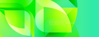 Soyut geometrik şekiller, canlı yeşil renkler, modern tasarım. Pürüzsüz gradyanlar dinamik görsel efekt yaratır. Minimalist estetik.