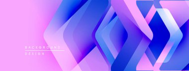 Soyut geometrik arkaplan. Üst üste binen kareler parlak pembe ve mavi renkler yaratır. Dijital projeler için modern tasarım ögesi.