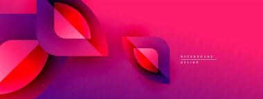 Soyut geometrik şekiller örtüşüyor, canlı pembe ve mor renkler yaratıyor. Arkaplan, pankart ve sunumlar için modern tasarım ögesi.