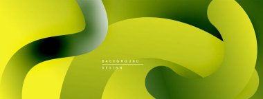 Soyut sıvı şekiller, canlı yeşil sarı renkler. Modern tasarım, pürüzsüz eğimler, dinamik kompozisyon. Minimalist estetik, akıcı şekiller.