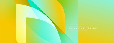 Soyut gradyan şekiller örtüşüyor, canlı sarı, yeşil renkler yaratıyor. Modern tasarım akıcılık, enerji ve pozitif titreşimler öneriyor..