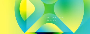 Soyut, enerjik bir arkaplan. Üst üste binen şekiller dinamik renk değişimleri yaratır. Sarı, yeşil, mavi renkler kompozisyona hakim. Modern tasarım ögesi.