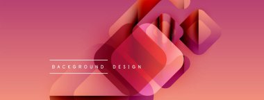 Soyut geometrik şekiller örtüşür, canlı bir gradyan arkaplan oluşturur. Pembe, turuncu renkler tasarıma egemen, modern estetik.