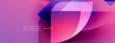 Soyut pembe mor tasarım. Üst üste binen şekiller dinamik görsel efekt yaratır. Çeşitli projeler için modern arkaplan.