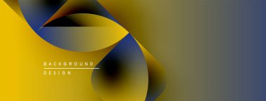 Soyut tasarım akış şekilleri içerir, sarı, mavi, gri gradyanlar. Metin elementleriyle minimalist estetik. Modern görsel kompozisyon.