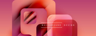 Soyut geometrik şekiller örtüşüyor, canlı pembe, turuncu renkler yaratıyor. Metin, kompozisyon içerisindeki arkaplan tasarımını okur.