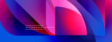 Soyut dinamik şekiller, canlı gradyanlar. Modern tasarım, akış çizgileri görsel ilgi yaratır. Mor, mavi, pembe renkler kompozisyona hakim..