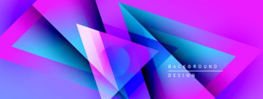 Soyut geometrik şekiller canlı mor, mavi renkleri harmanlarlar. Modern tasarım dinamik görsel etki yaratır. Mevcut en küçük metin.