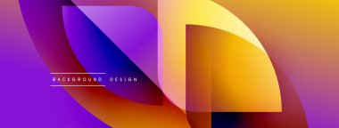 Soyut gradyanlar çakışıyor, dinamik görsel etki yaratıyor. Mor turuncuya karışıp modern arkaplan tasarımı oluşturur..