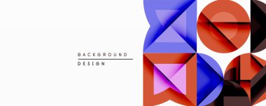 Soyut geometrik bileşim. Üst üste binen şekiller dinamik görsel efekt yaratır. Mavi, pembe, kırmızı renkler tasarımda baskın. Modern estetik, arka planlar için uygun.