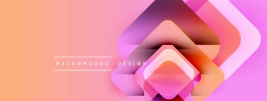 Soyut geometrik şekiller örtüşür, canlı bir değişim etkisi yaratır. Şeftali, pembe renkler kompozisyona hakim. Modern tasarım ögesi.