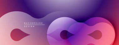 Soyut akış şekilleri dinamik gradyan arkaplan oluşturur. Yumuşak kıvrımlar, mor renkler tasarımda baskın. Minimalist estetik.