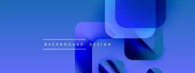 Soyut mavi arkaplan. Üst üste binen kareler dinamik görsel efekt yaratır. Dijital projeler için modern tasarım.