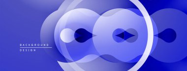 Soyut mavi tasarım, üst üste binen daireler oluşturarak dinamik görsel efekt yaratır. Yumuşak eğimler derinliği ve modern estetiği arttırır.