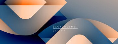 Soyut sıvı şekilleri örtüşür ve dinamik eğimli bir zemin oluşturur. Şeftali, mavi renkler kompozisyona hakim. Minimalist metin mevcut.