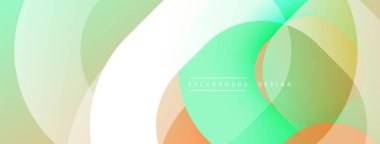Soyut tasarım özellikleri üst üste binen daireler, yumuşak renkler. Gradyan renkler modern görsel efekt yaratır. Minimalist tarz, temiz kompozisyon.