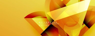 Soyut geometrik şekiller örtüşüyor, parlak sarı, turuncu renkler yaratıyor. Modern tasarım ögeleri dinamik arkaplan dokusunu önerir.