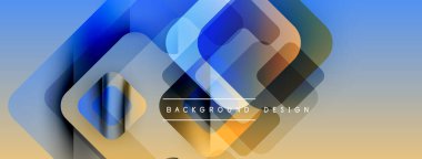 Soyut geometrik şekiller örtüşür, parlak mavi ve altın rengini yaratır. Arkaplan ve sunumlar için modern tasarım ögesi.