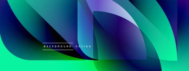 Soyut akışkan şekiller, canlı maviler, yeşiller, morlar. Gradyan efektli modern tasarım, metin arkaplan tasarımı.