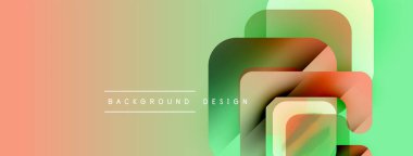 Soyut geometrik şekiller çakışıyor. Yumuşak eğimler modern görsel efekt yaratır. Arkaplanda şeftali, yeşil renkler var. Metin arkaplan tasarımı okur.